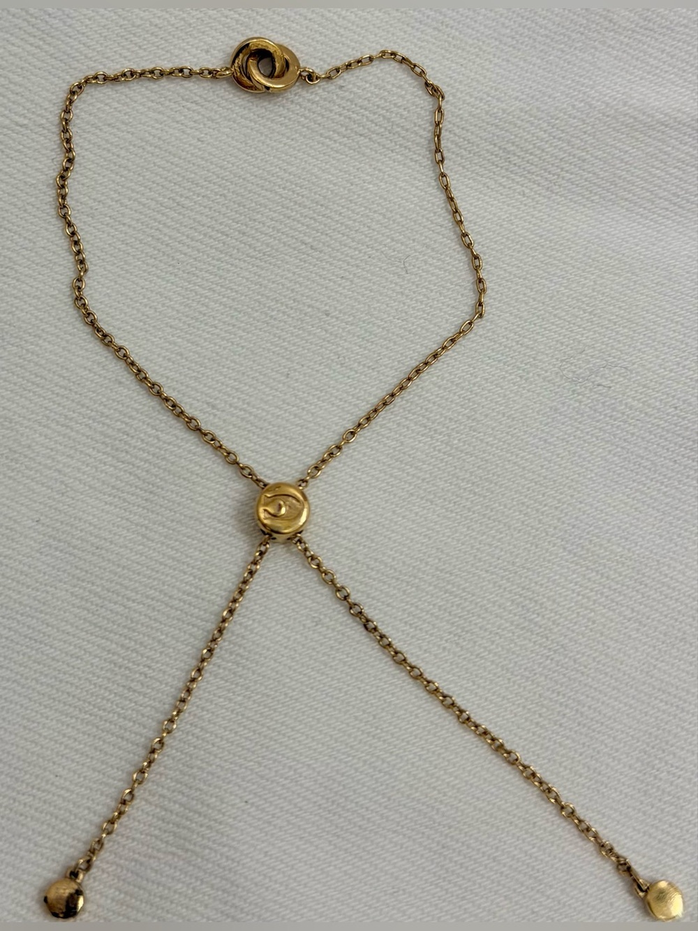 COACH Classic Y2K Gold Tone Interlocking Double Circle Bolo Slider Bracelet